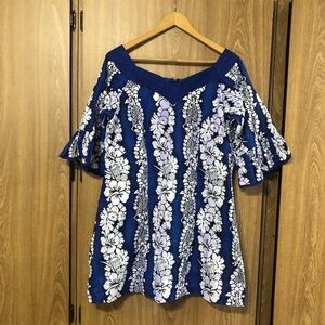 Hawaiian Handmade Floral Blue Top
